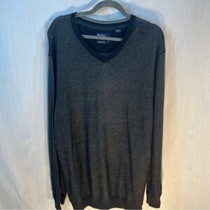 Nat Nast Sweater Cotton/Cashmere Blend Long Sleeve V Neck Black & White L
